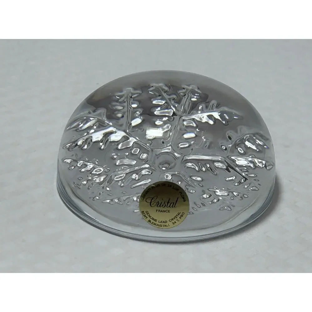 LEAD CRYSTAL Echt Bleikristall 24% PBO Snowflake‎ Bubble Dome Paperweight